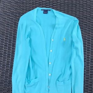 Teal Ralph Lauren sport cardigan